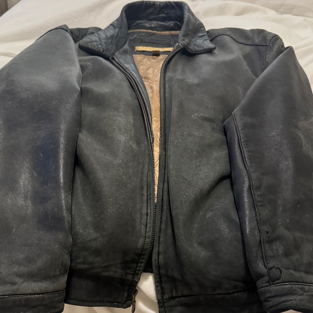 Marc New York Black Leather Bomber Jacket men’s
